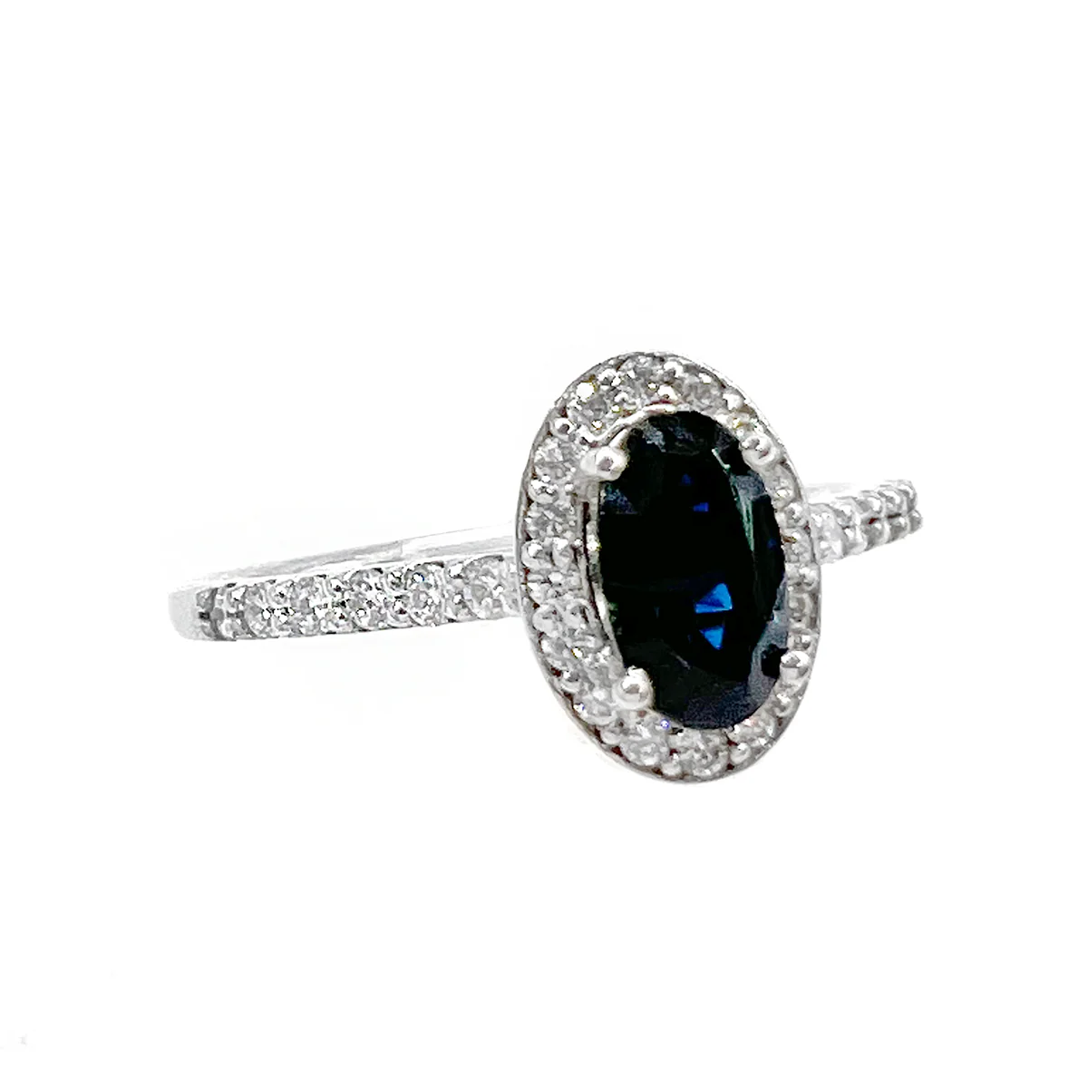 Diamond & Sapphire Cluster Ring | Pre-Loved | 9K White Gold - Image 4