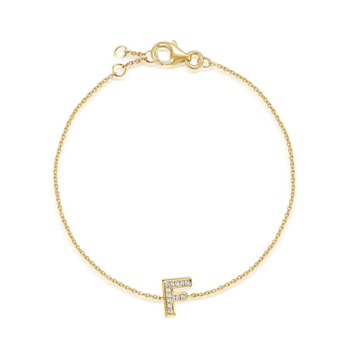 Diamond Vertical Initial Bracelet | 9K Yellow Gold - Image 3