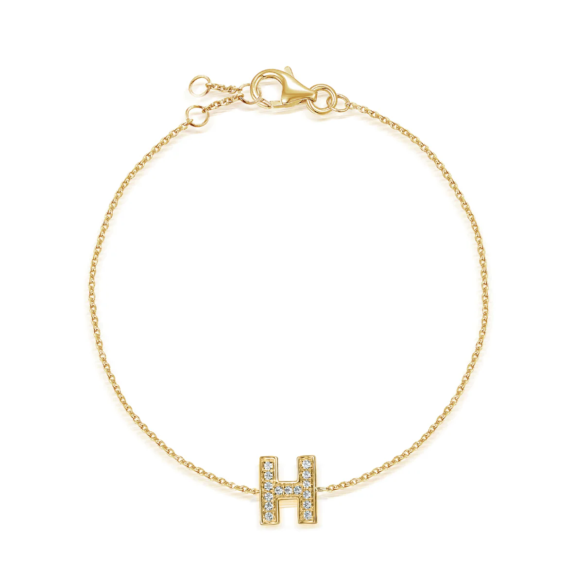 Diamond Vertical Initial Bracelet | 9K Yellow Gold - Image 4
