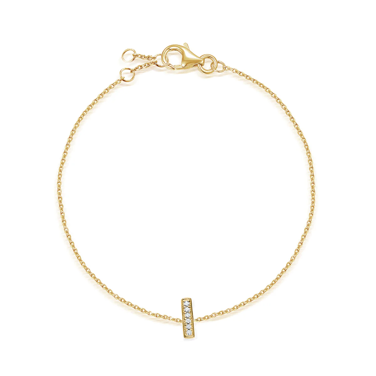Diamond Vertical Initial Bracelet | 9K Yellow Gold - Image 5