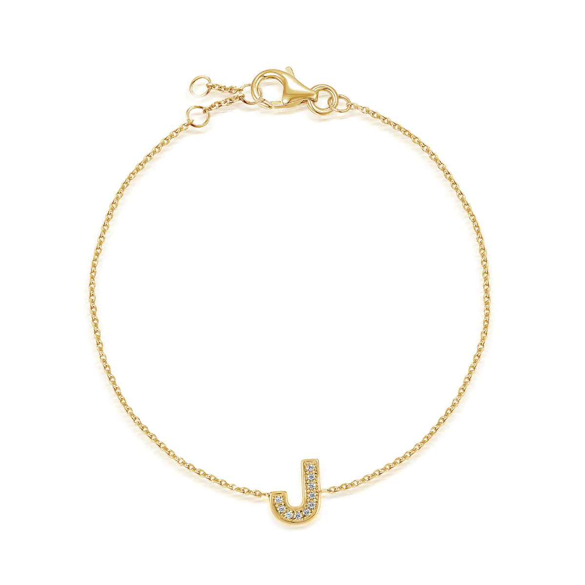 Diamond Vertical Initial Bracelet | 9K Yellow Gold - Image 6
