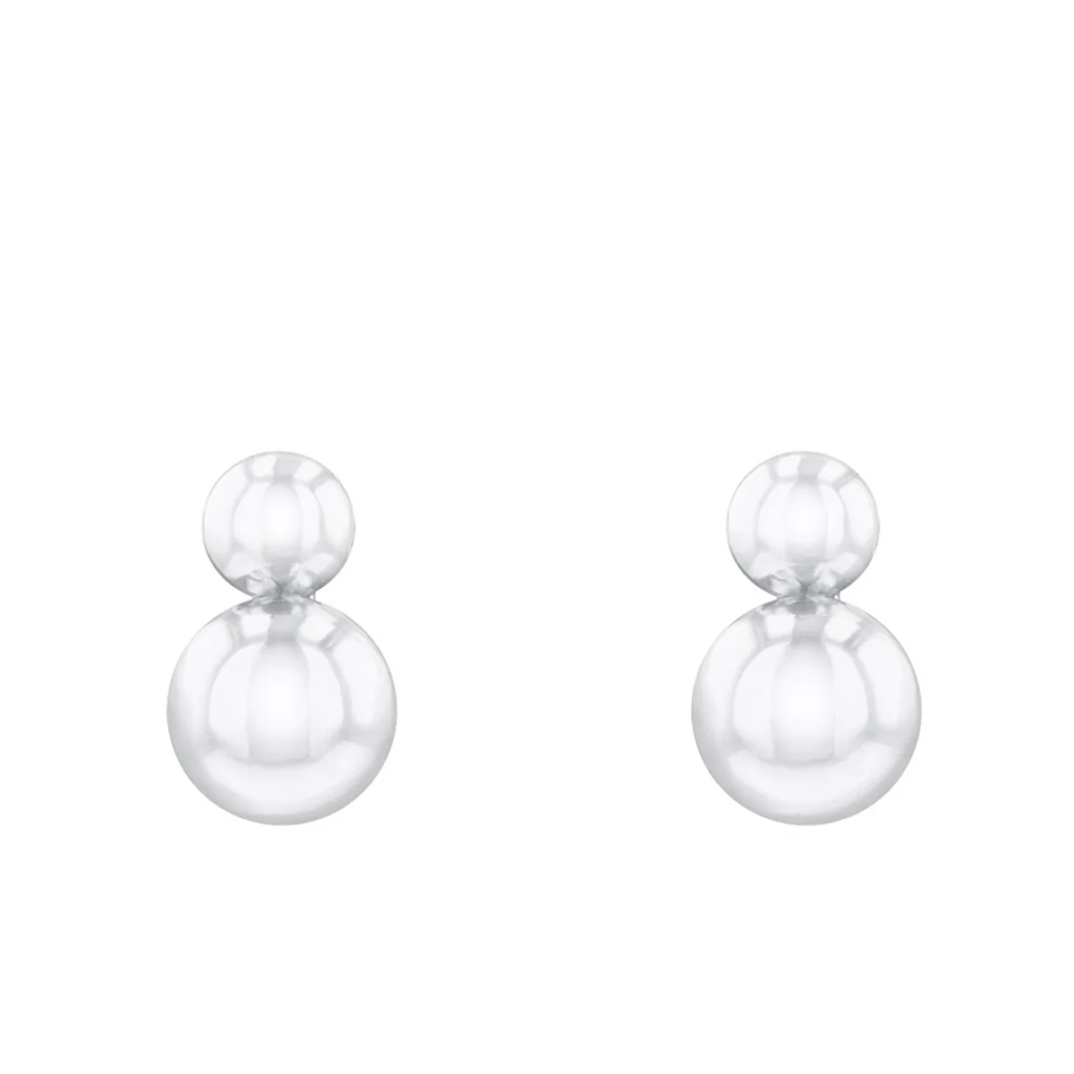 Double Ball Stud Earring | 9K White Gold - Image 2
