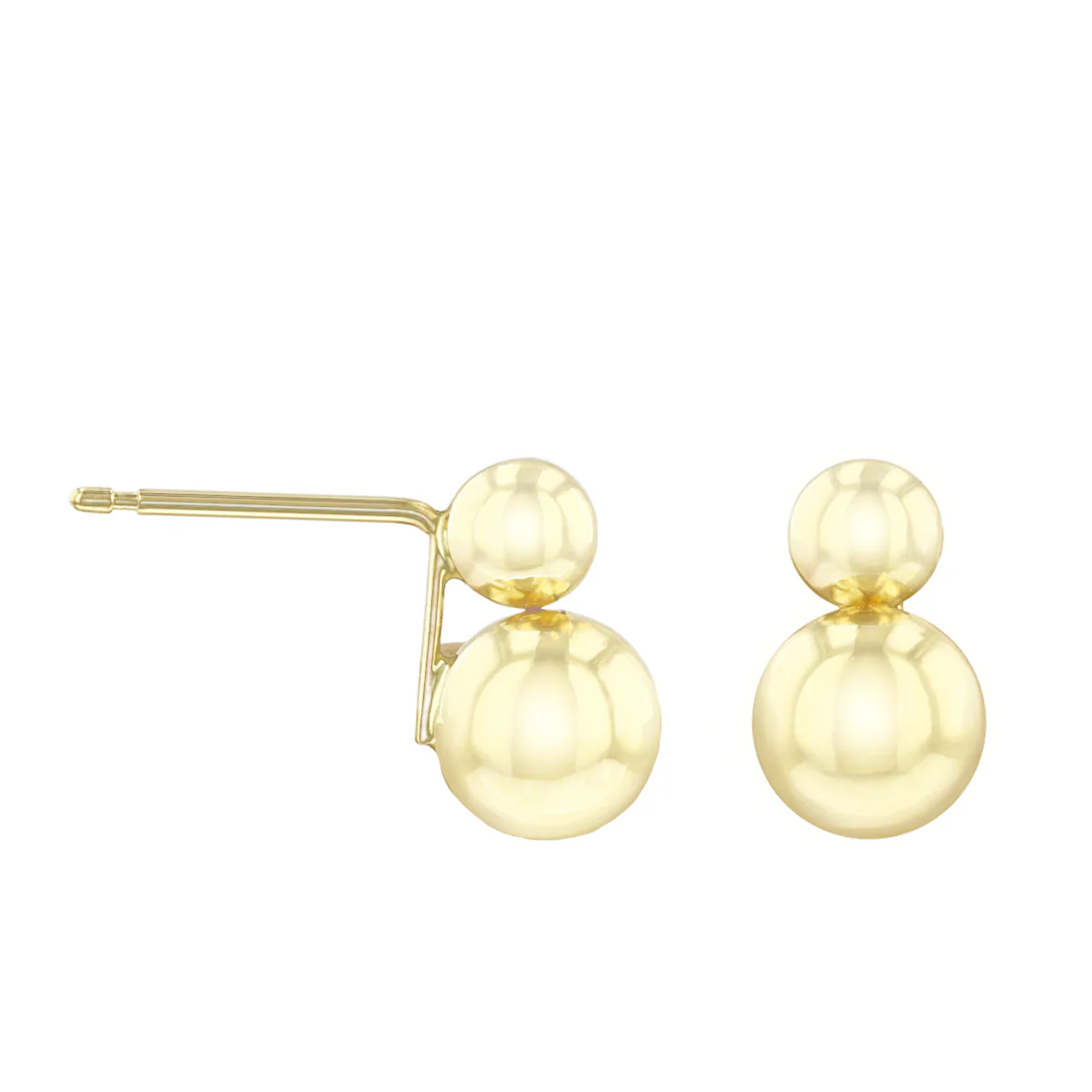 Double Ball Stud Earrings | 9K Yellow Gold - Image 4
