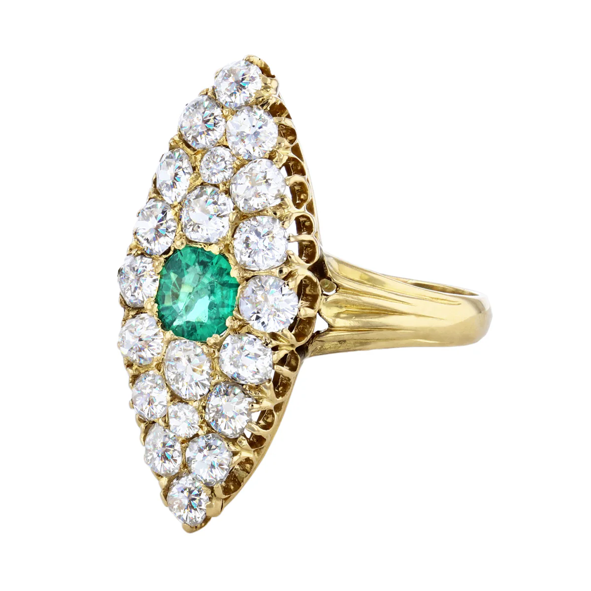 Early 20th Century Diamond & Emerald Ring | Pre-Loved | 18K Yellow Gold - Image 3