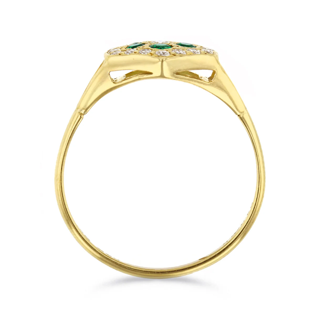 Emerald and Diamond Cluster Dress Ring | Pre-Loved | 18K Yellow Gold - Image 5