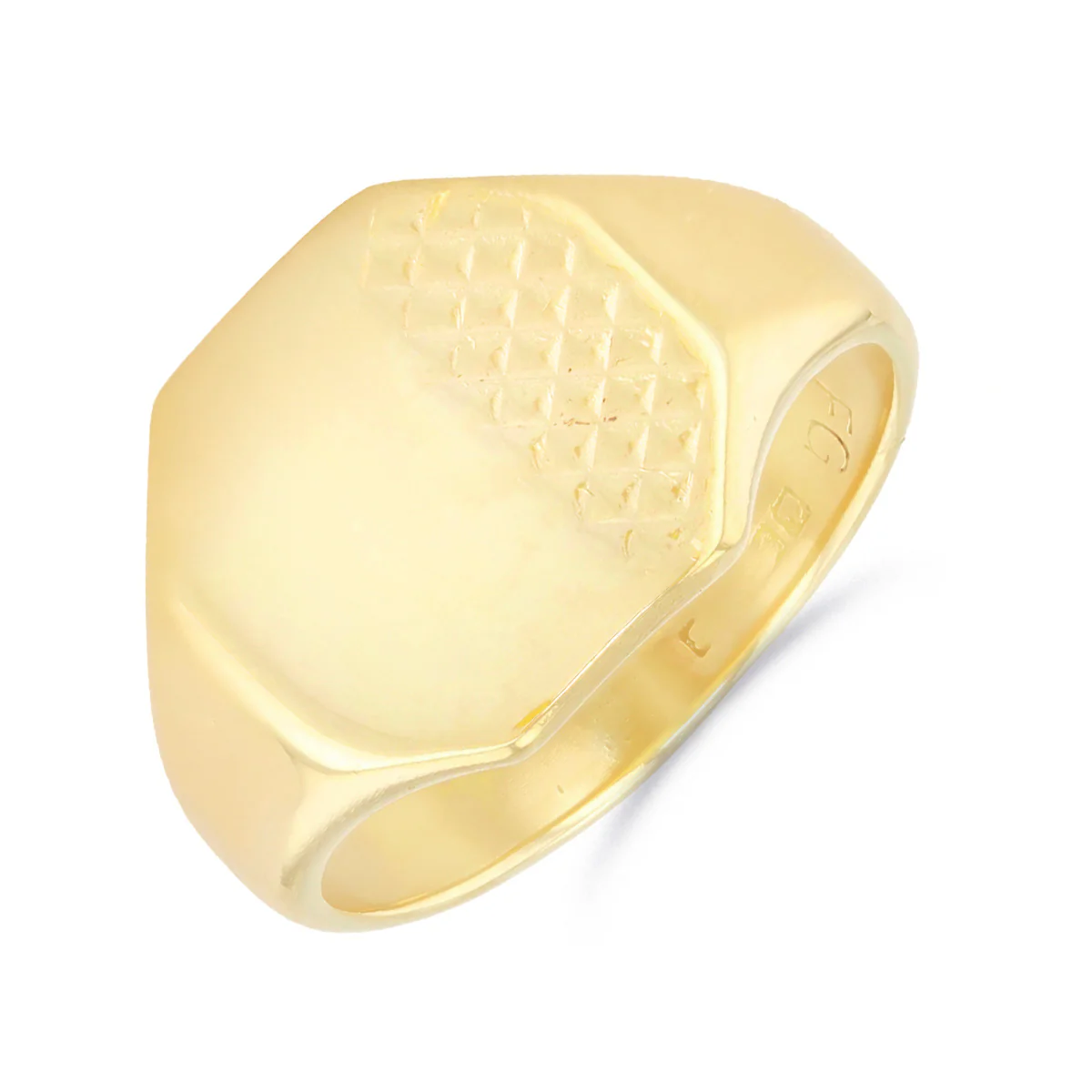 Engraved Octagonal Signet Ring (4.3g) | Pre-Loved | 9K Yellow Gold