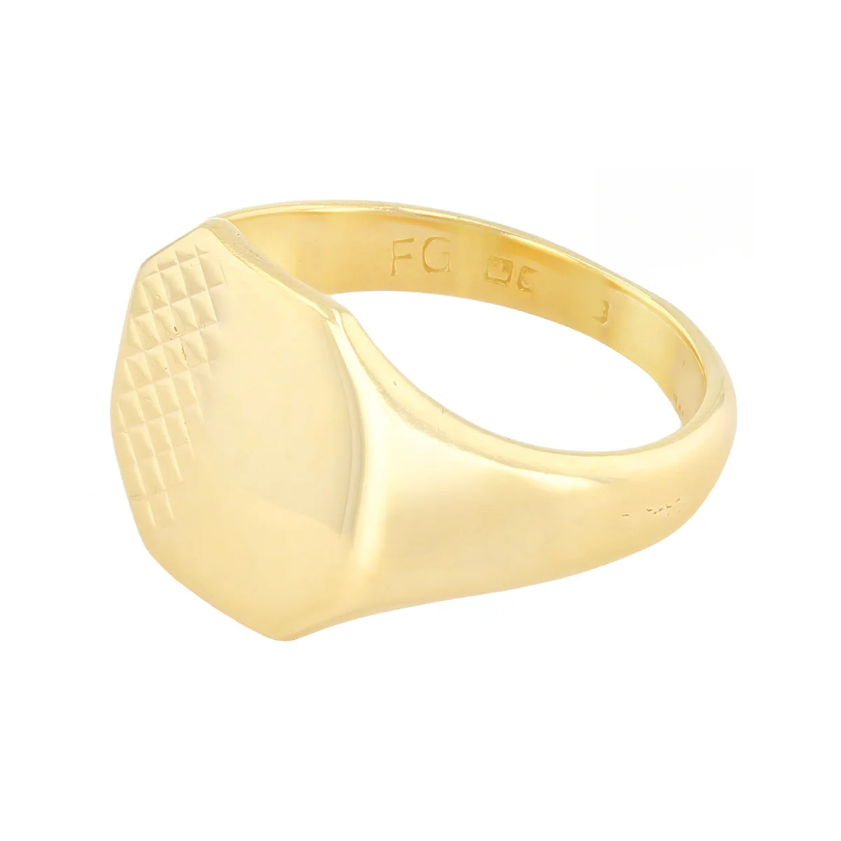 Engraved Octagonal Signet Ring (4.3g) | Pre-Loved | 9K Yellow Gold - Image 3