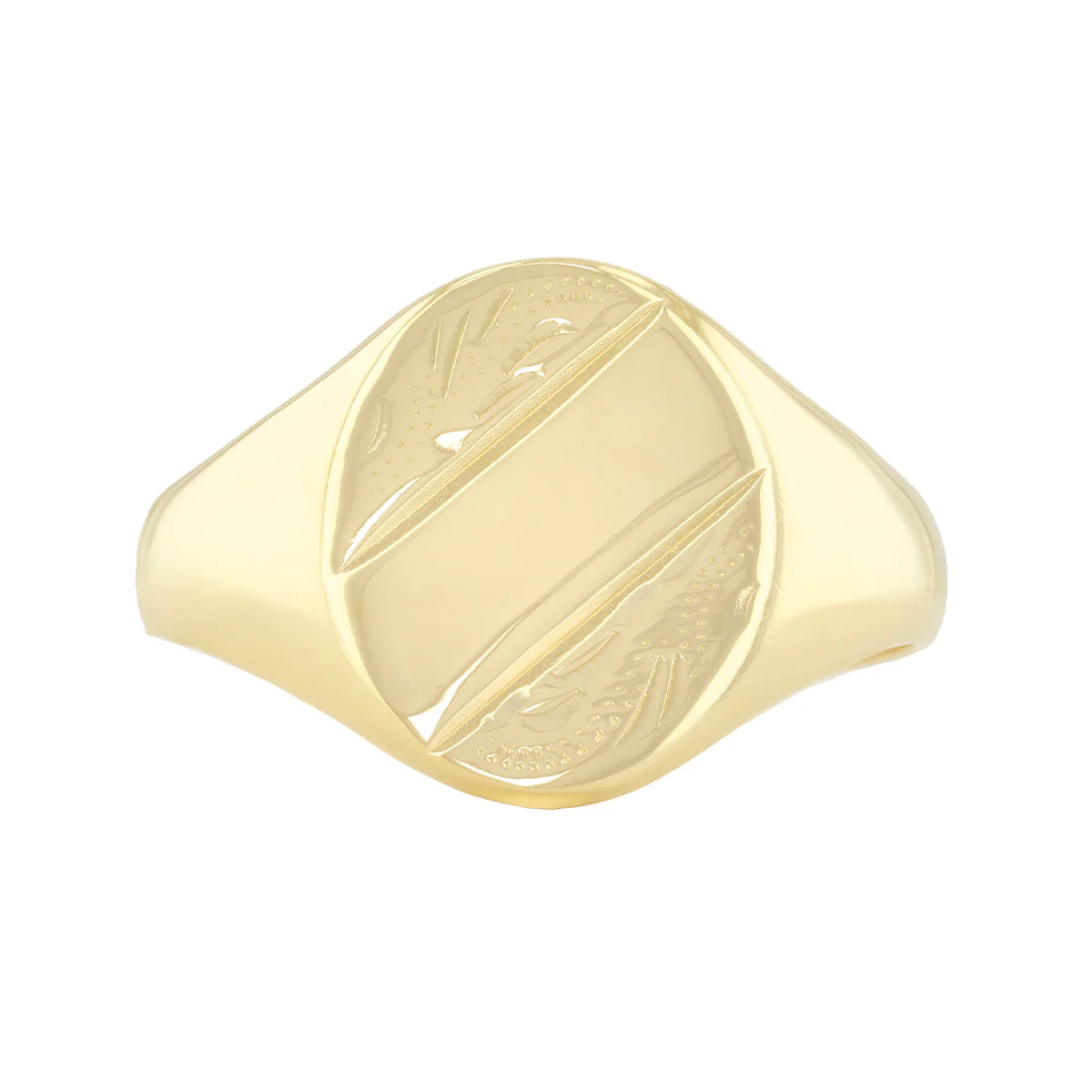 Engraved Oval Signet Ring (5g) | Pre-Loved | 9K Yellow Gold - Image 2