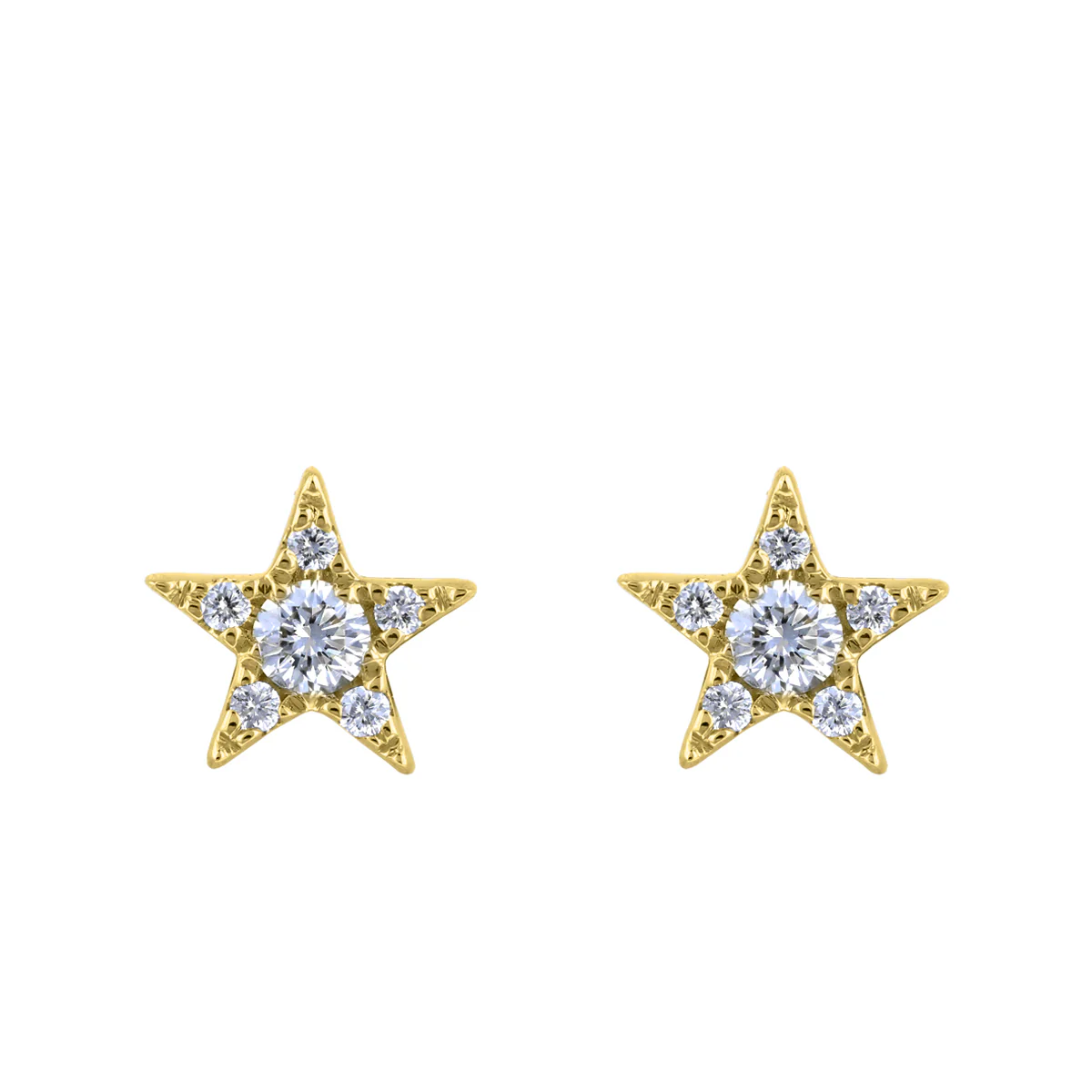 Soleil Collection 0.10ct Star Stud Earrings | 9K Yellow Gold - Image 2