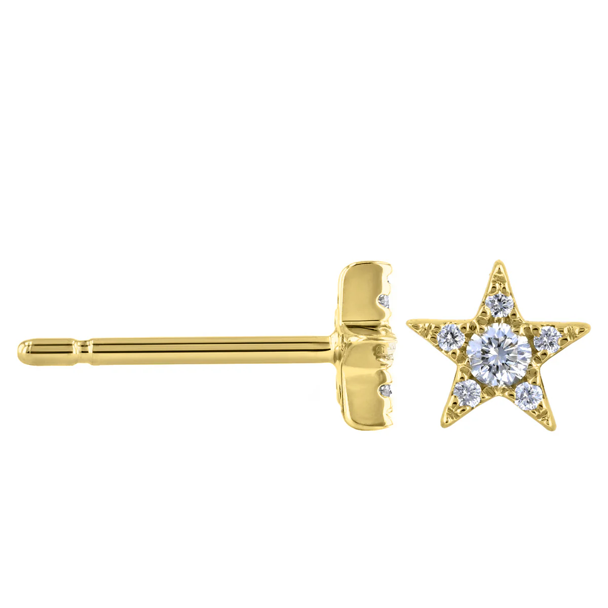 Soleil Collection 0.10ct Star Stud Earrings | 9K Yellow Gold - Image 4