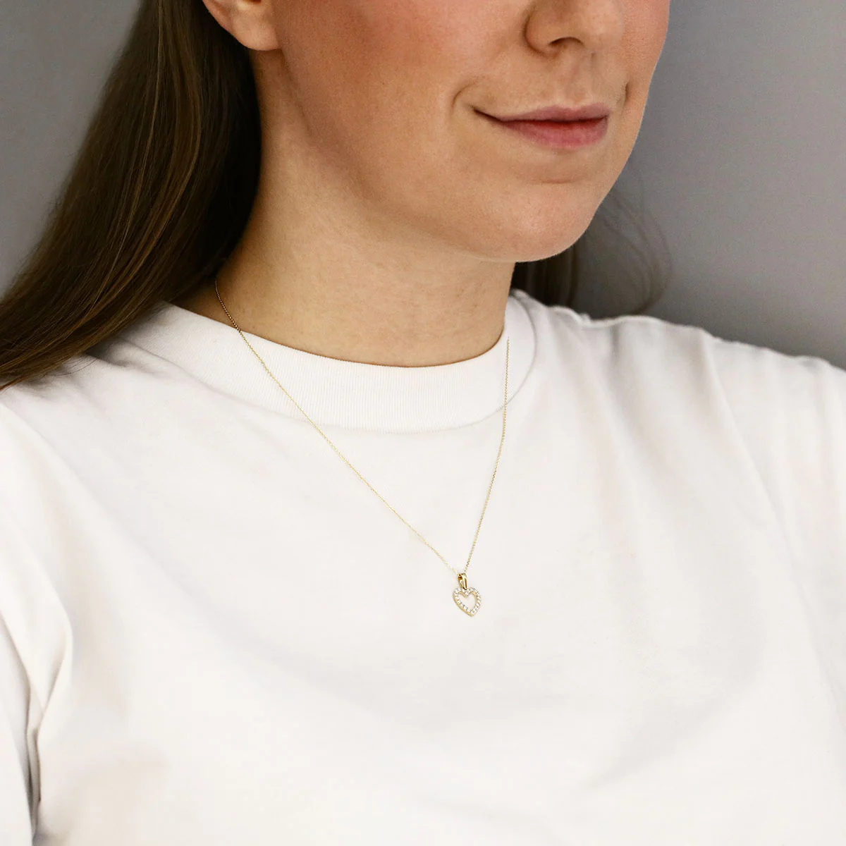 Everyday Diamond 0.25ct Lab-Grown Diamond Open Heart Necklace | 9K Yellow Gold - Image 4