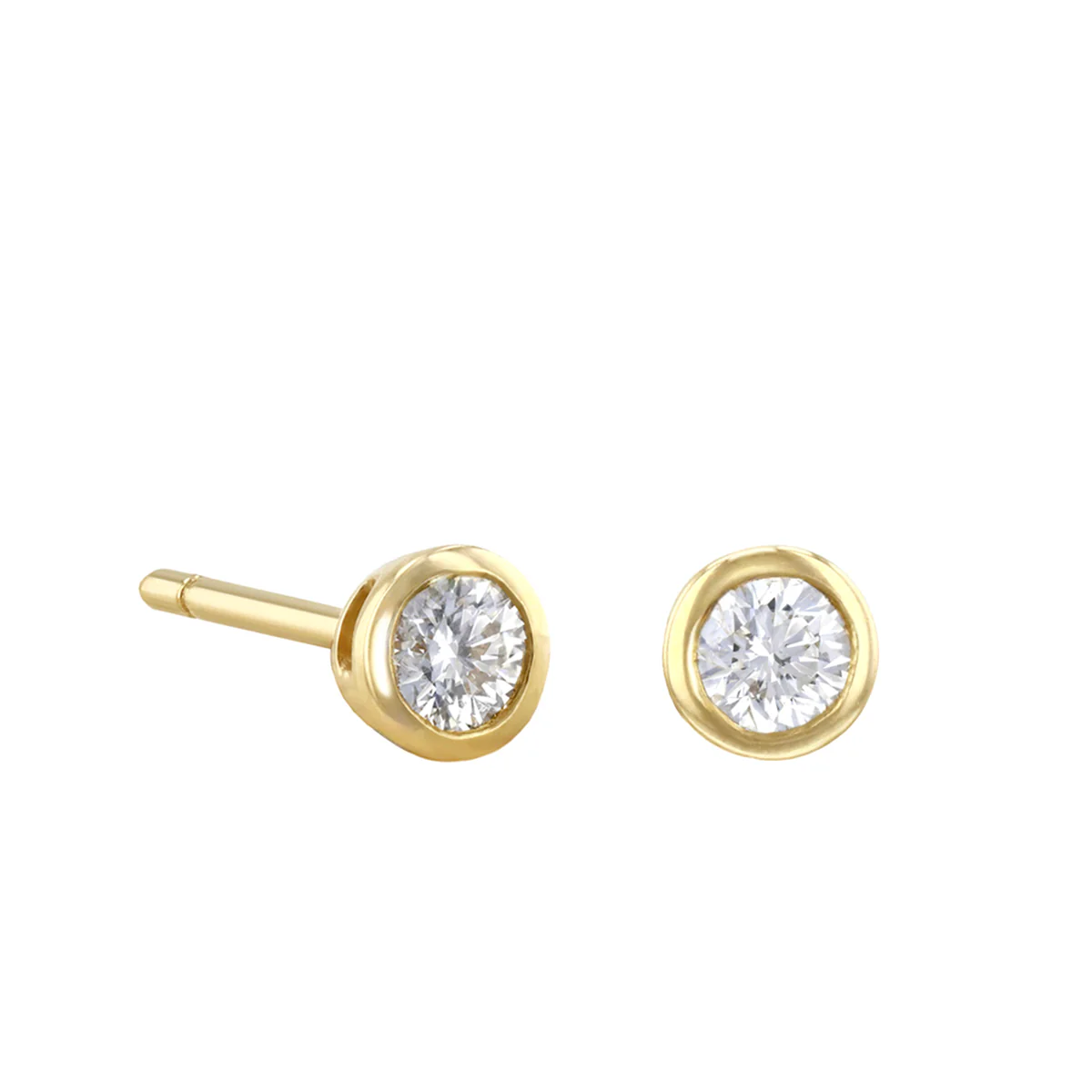 Everyday Diamonds Brilliant Cut Bezel Set Stud Earrings | 9K Yellow Gold