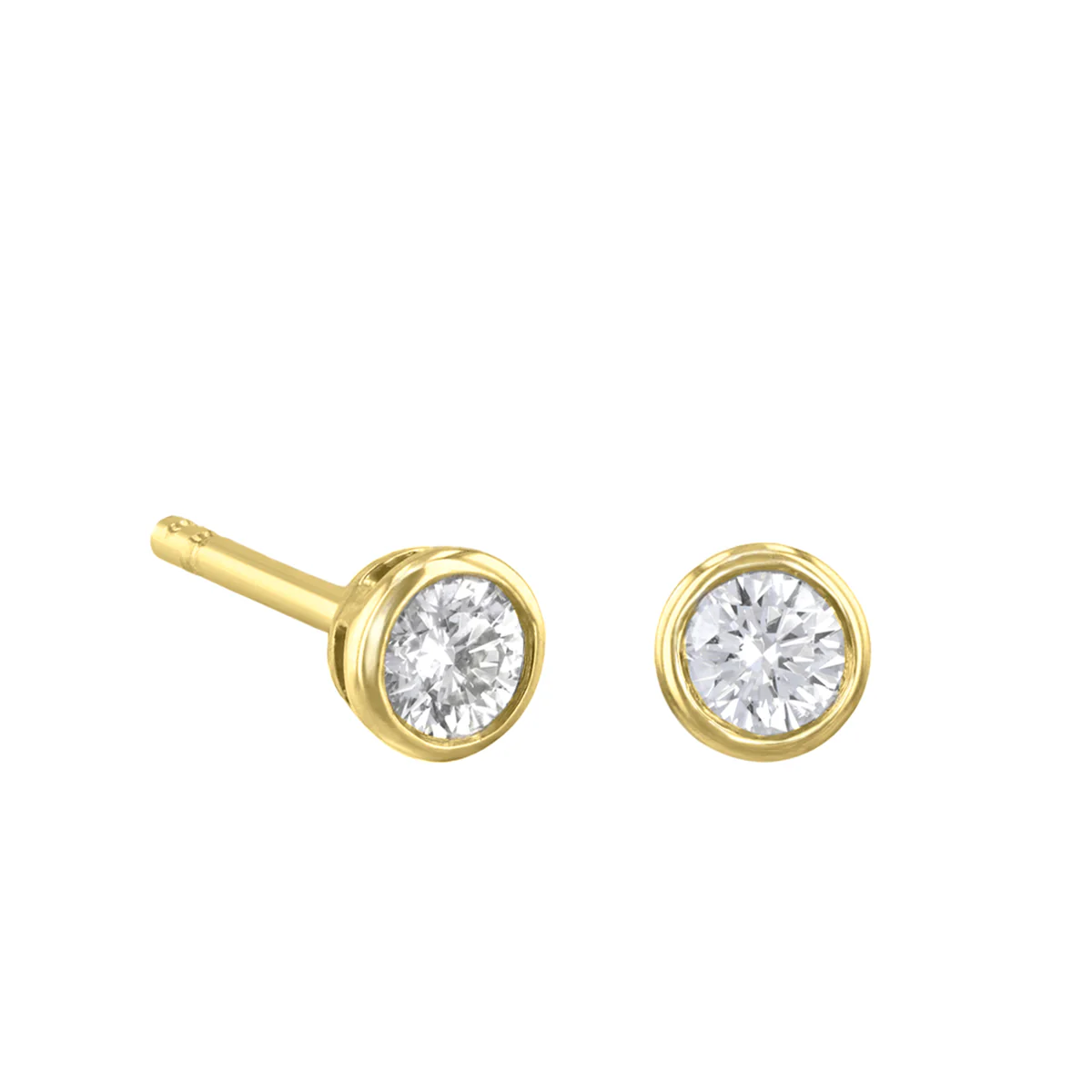 Everyday Diamonds Brilliant Cut Bezel Set Stud Earrings | 9K Yellow Gold - Image 2