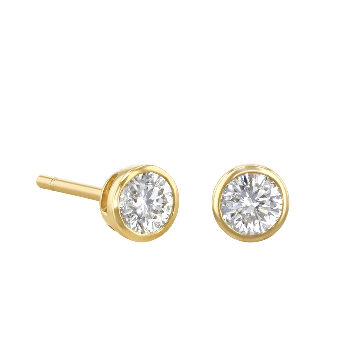 Everyday Diamonds Brilliant Cut Bezel Set Stud Earrings | 9K Yellow Gold - Image 3