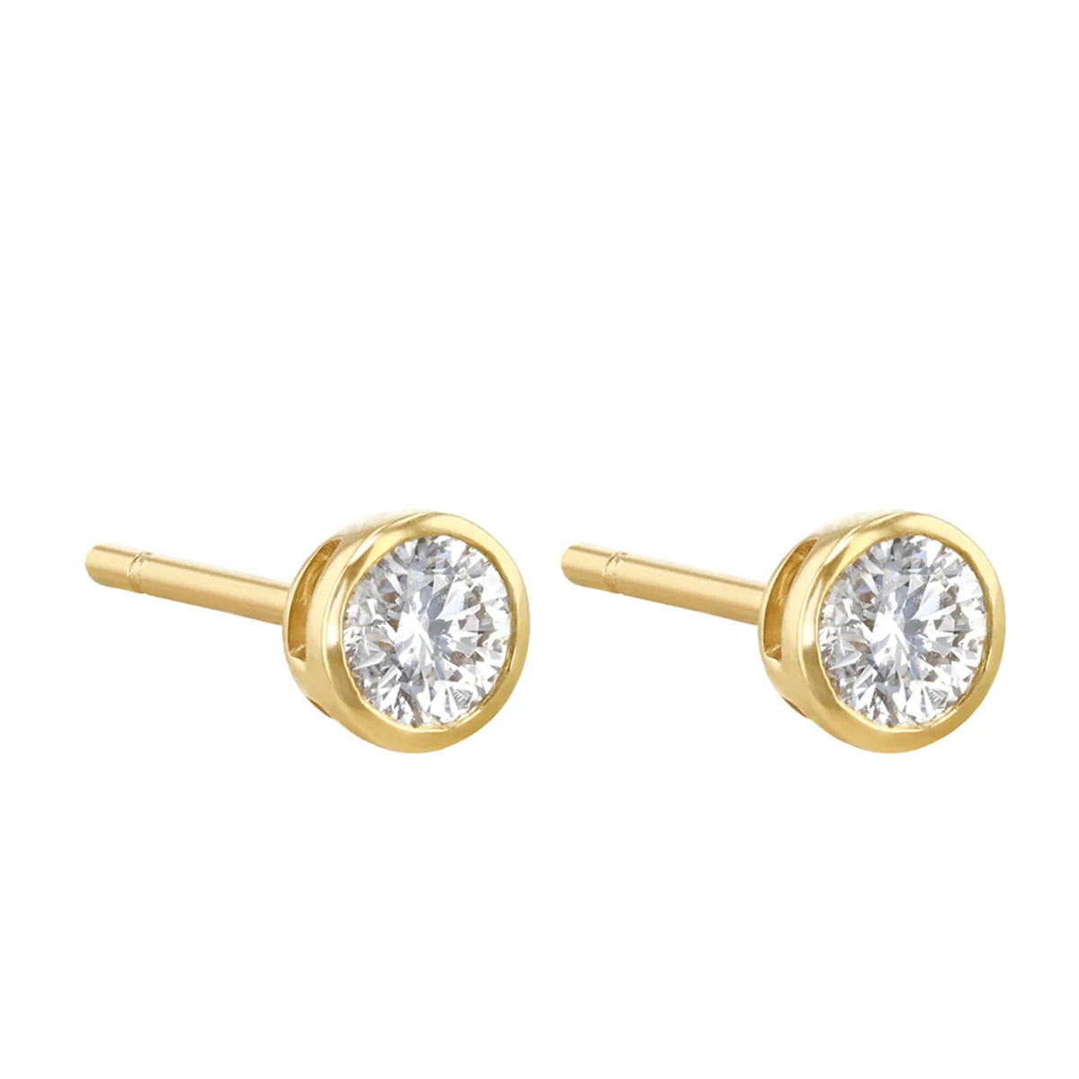 Everyday Diamonds Brilliant Cut Bezel Set Stud Earrings | 9K Yellow Gold - Image 5