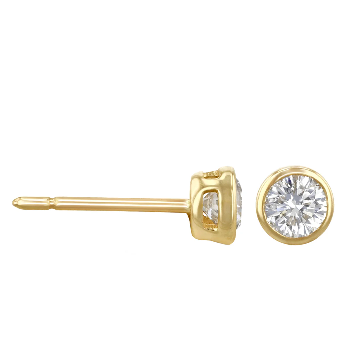 Everyday Diamonds Brilliant Cut Bezel Set Stud Earrings | 9K Yellow Gold - Image 6