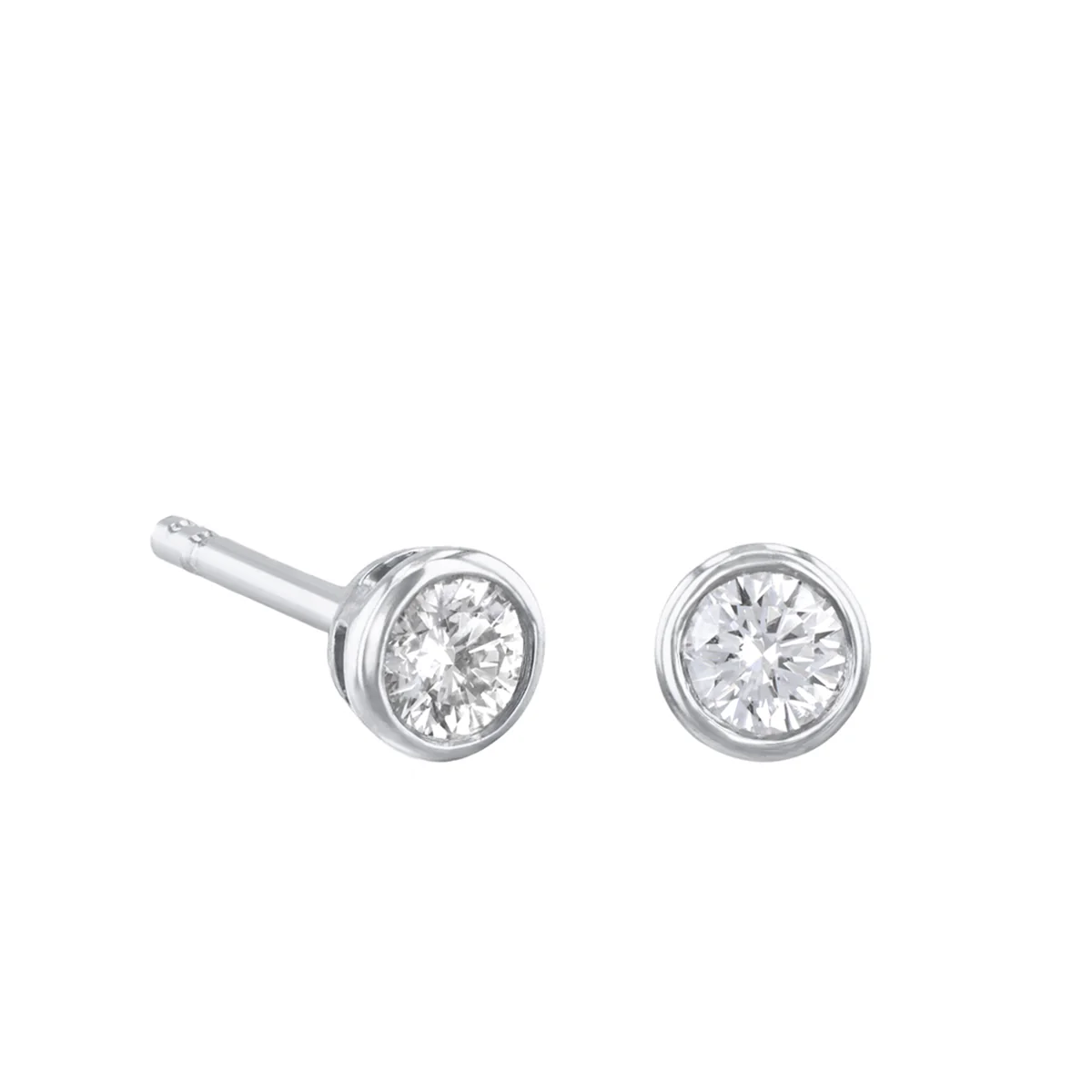 Everyday Diamonds Brilliant Cut Bezel Set Earrings | 9K White Gold - Image 2