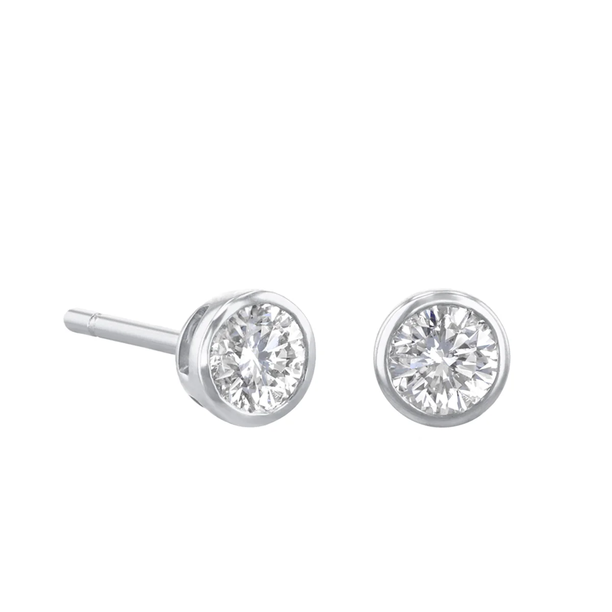 Everyday Diamonds Brilliant Cut Bezel Set Earrings | 9K White Gold - Image 3