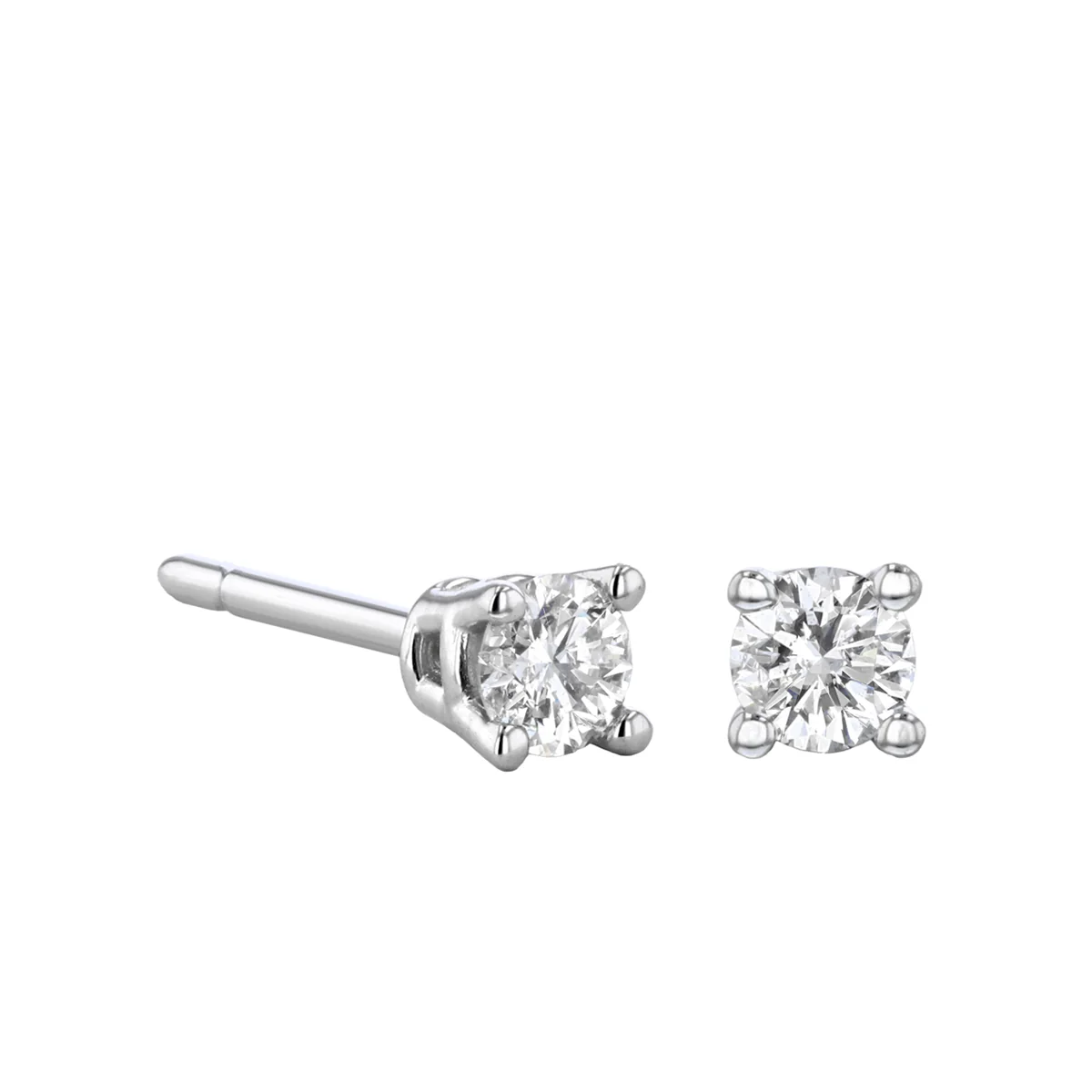 Everyday Diamonds Round Brilliant Diamond Solitaire Earrings | 9K White Gold
