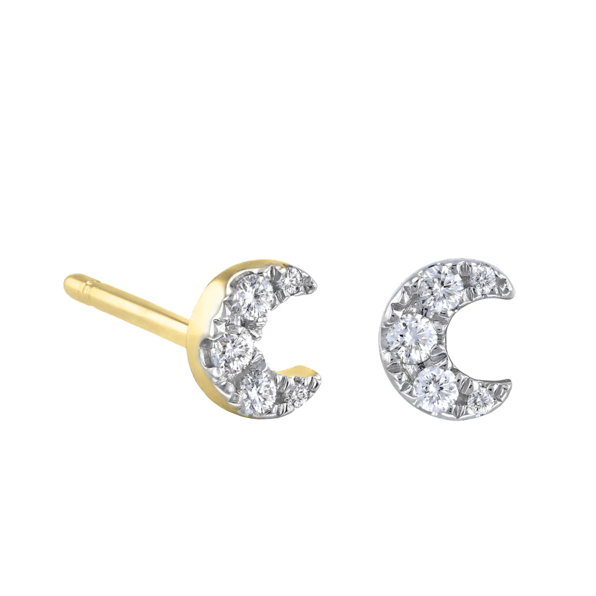 Soleil Collection 0.10ct Crescent Moon Stud Earrings | 9K Yellow Gold