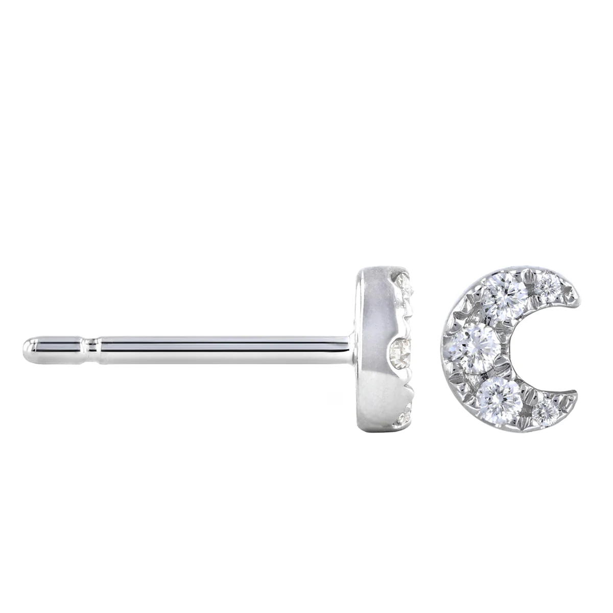 Soleil Collection 0.11ct Diamond Crescent Moon Stud Earrings | 9K White Gold - Image 4