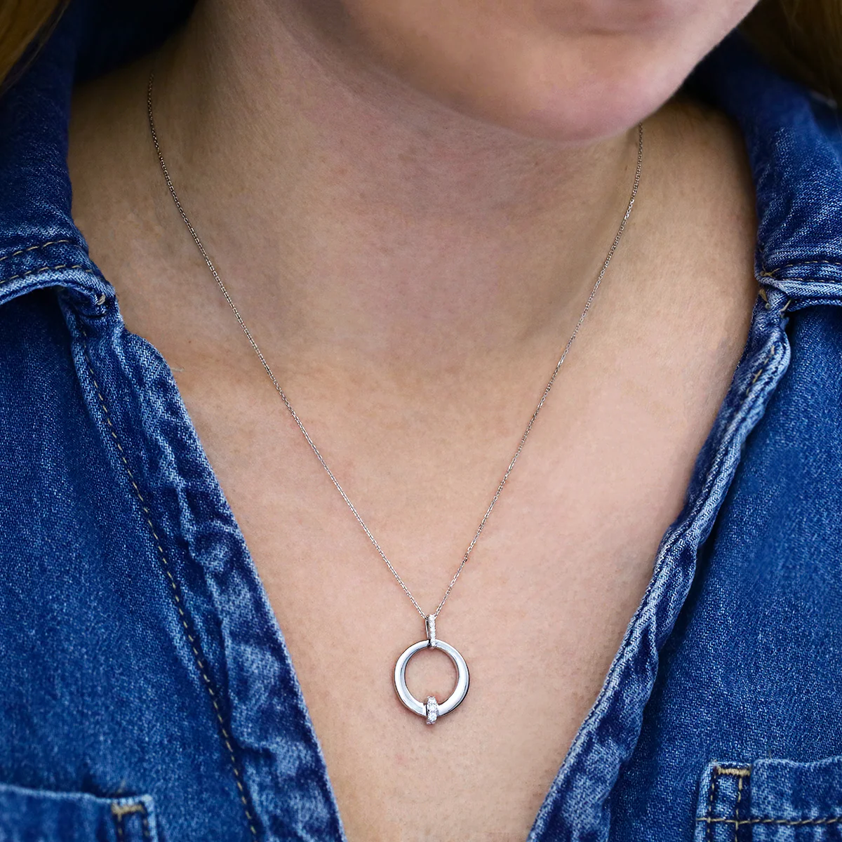 Everyday Diamonds 0.13ct Brilliant Cut Natural Diamond Circular Necklace | 9K White Gold - Image 4