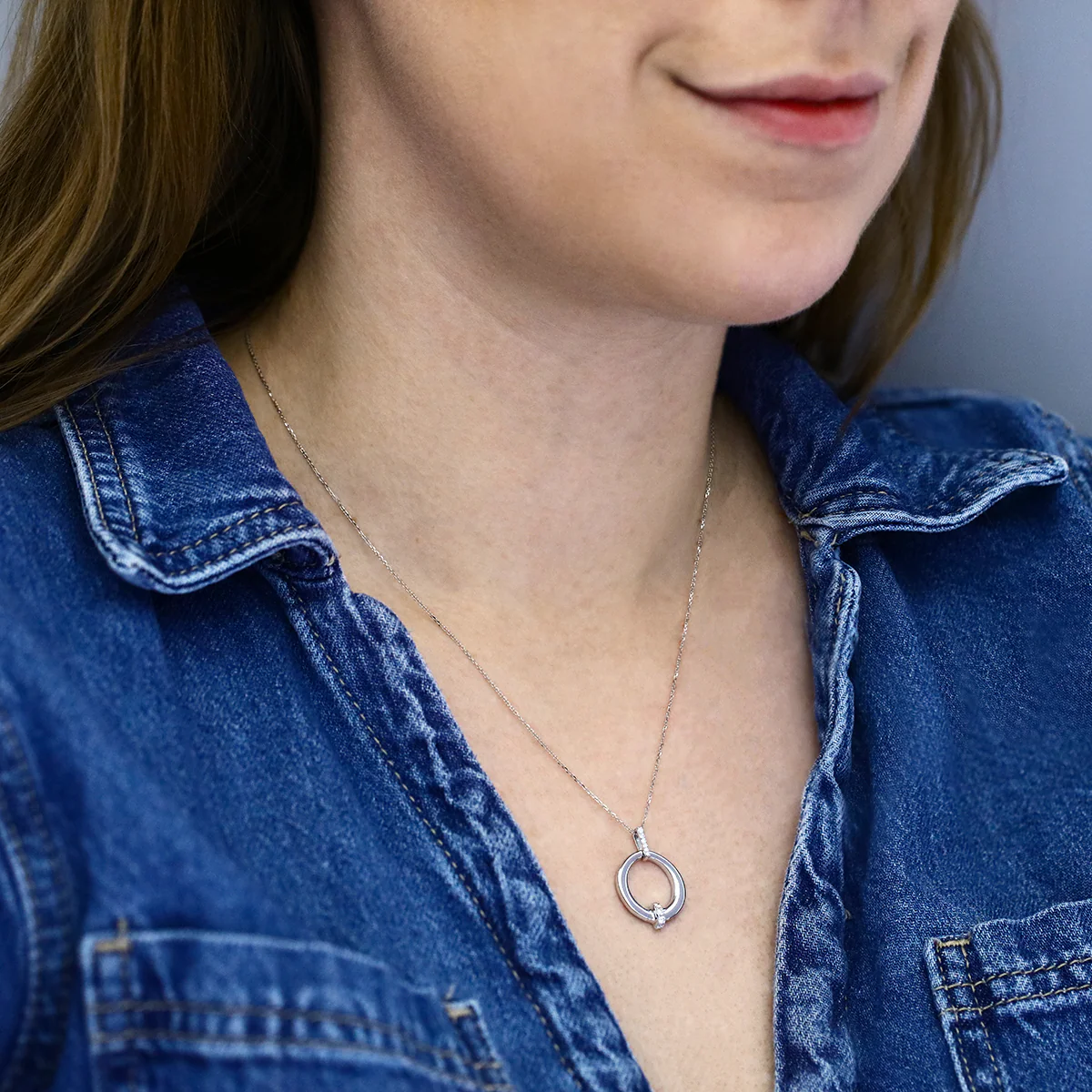Everyday Diamonds 0.13ct Brilliant Cut Natural Diamond Circular Necklace | 9K White Gold - Image 5
