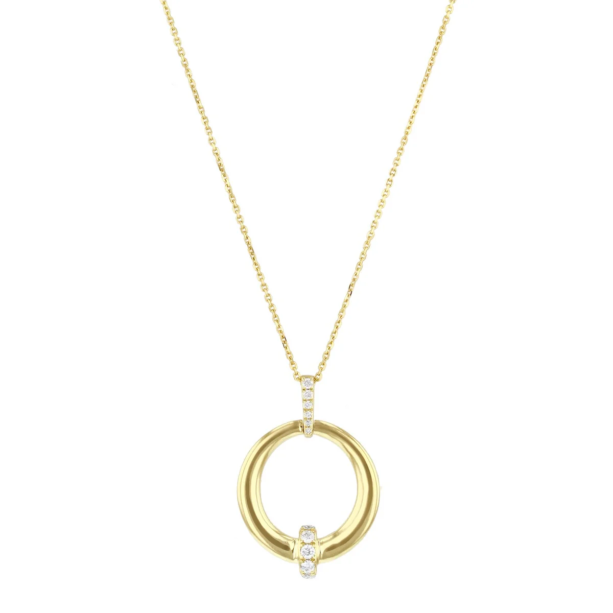 Everyday Diamonds 0.13ct Brilliant Cut Natural Diamond Circular Necklace | 9K Yellow Gold