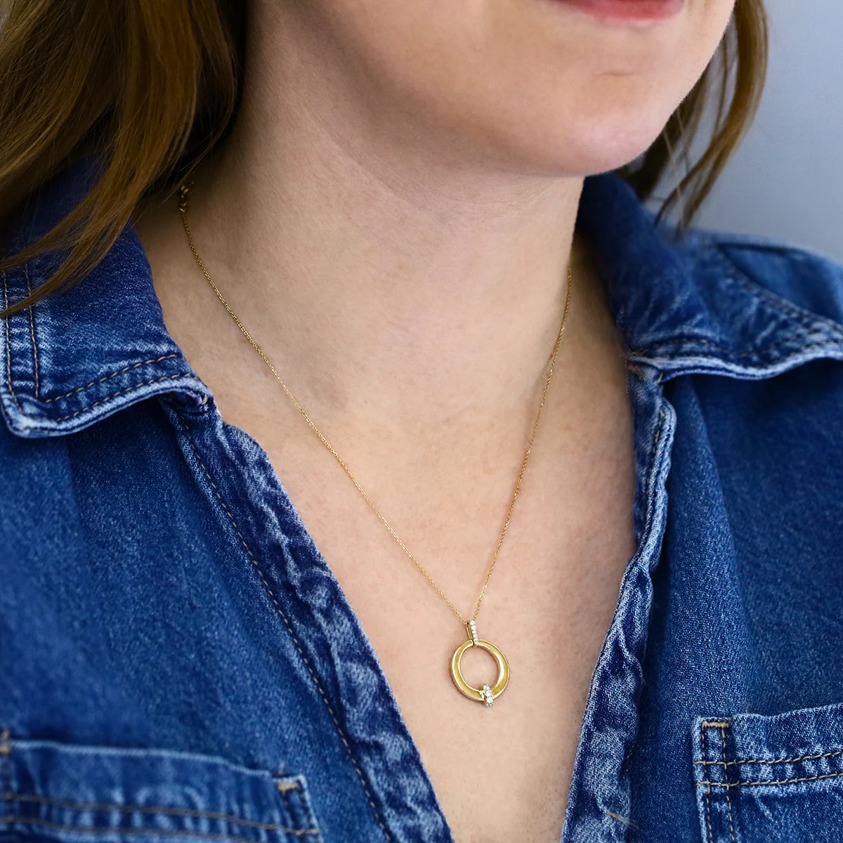 Everyday Diamonds 0.13ct Brilliant Cut Natural Diamond Circular Necklace | 9K Yellow Gold - Image 5