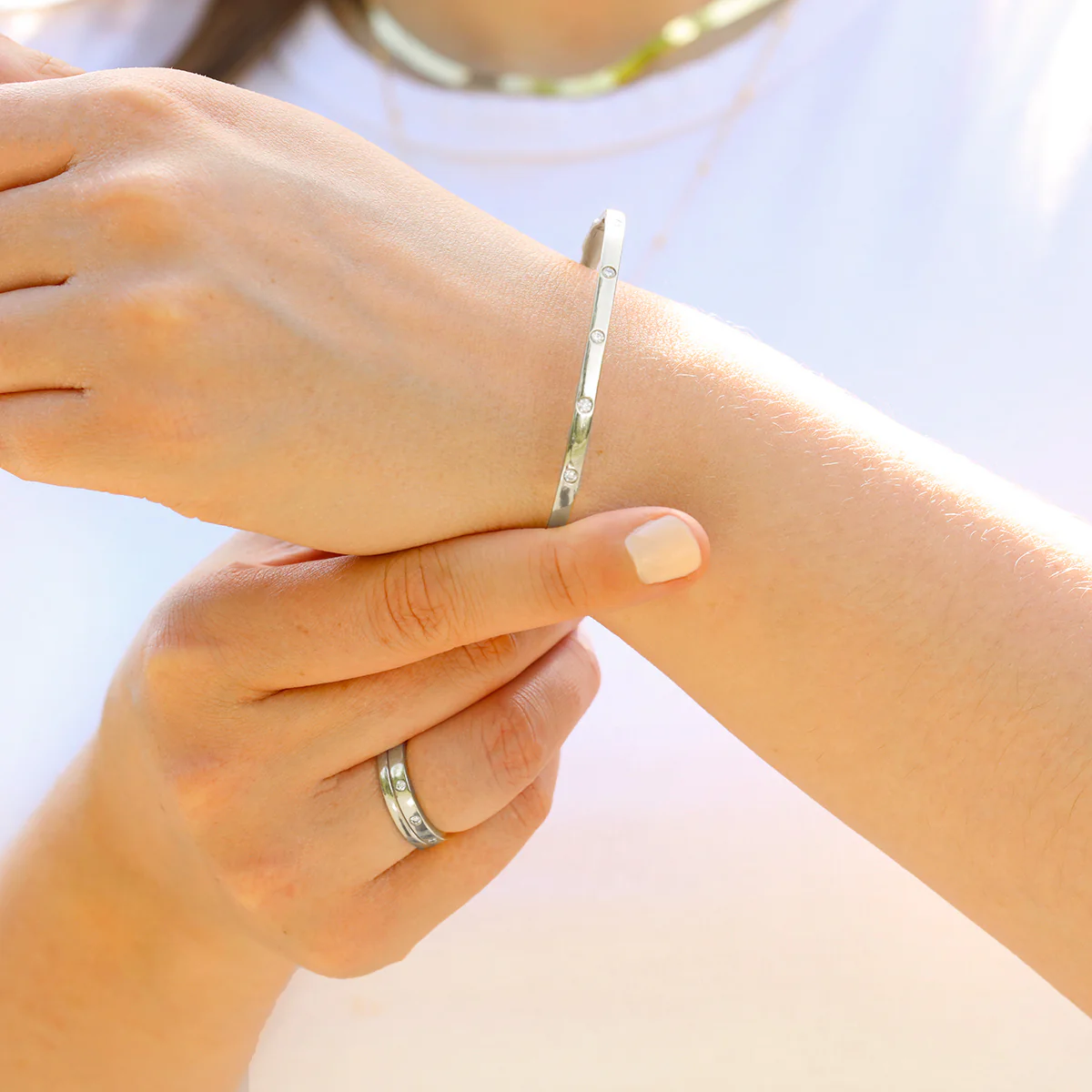 Everyday Diamonds 0.20ct Diamond Square Bangle | 9K White Gold - Image 2
