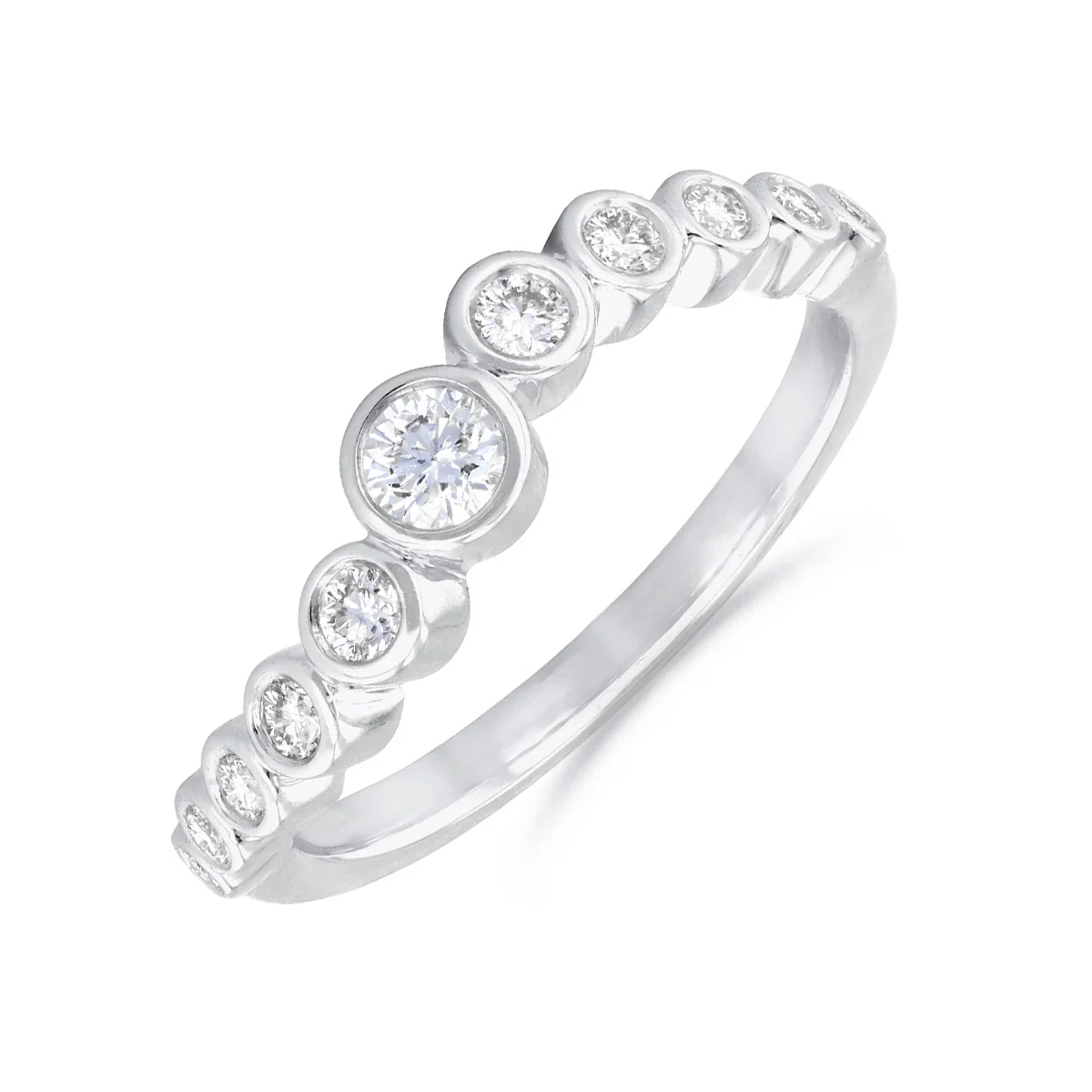 Everyday Diamonds 0.39ct Lab Grown Diamond Bezel Set Wave Ring | 9K White Gold