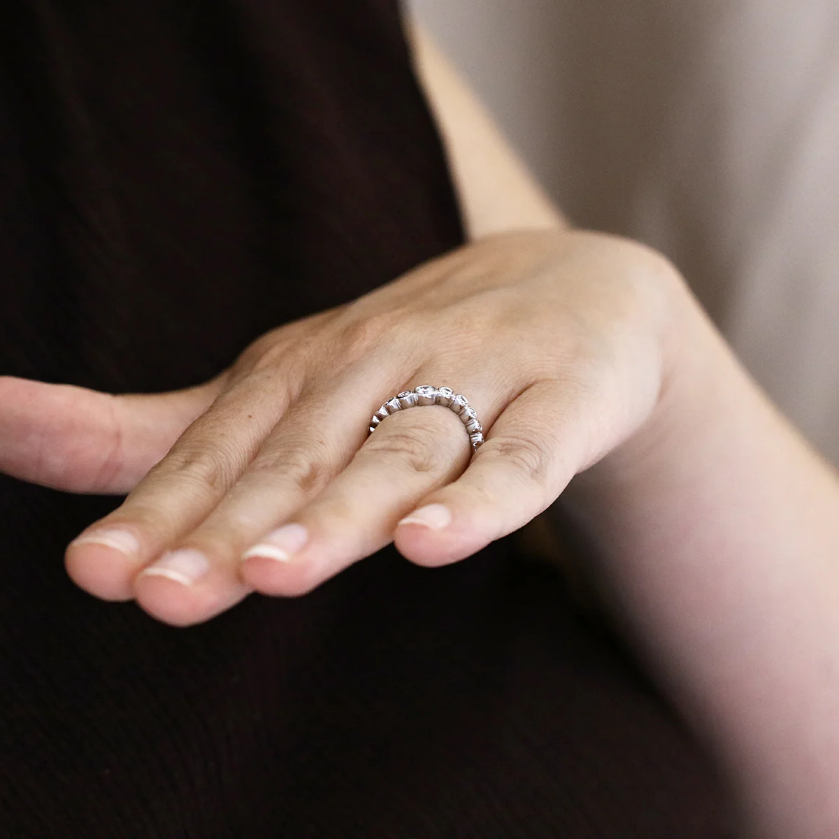 Everyday Diamonds 0.39ct Lab Grown Diamond Bezel Set Wave Ring | 9K White Gold - Image 8