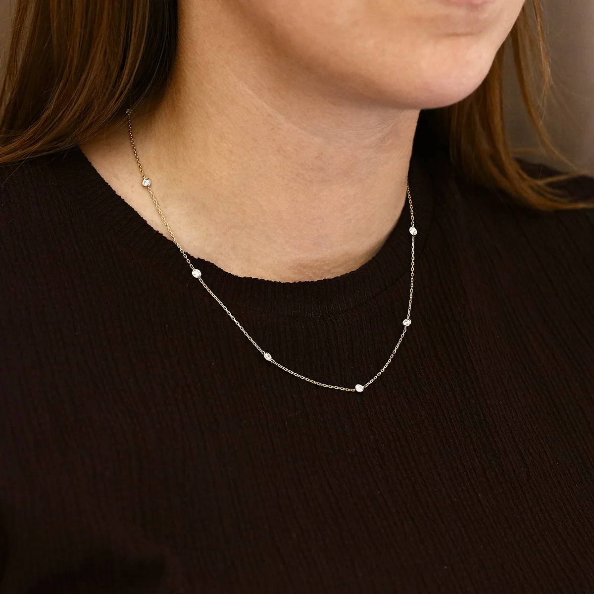 Everyday Diamonds 0.80ct Brilliant Cut Bezel Set Station Necklace | 9K Yellow Gold - Image 4
