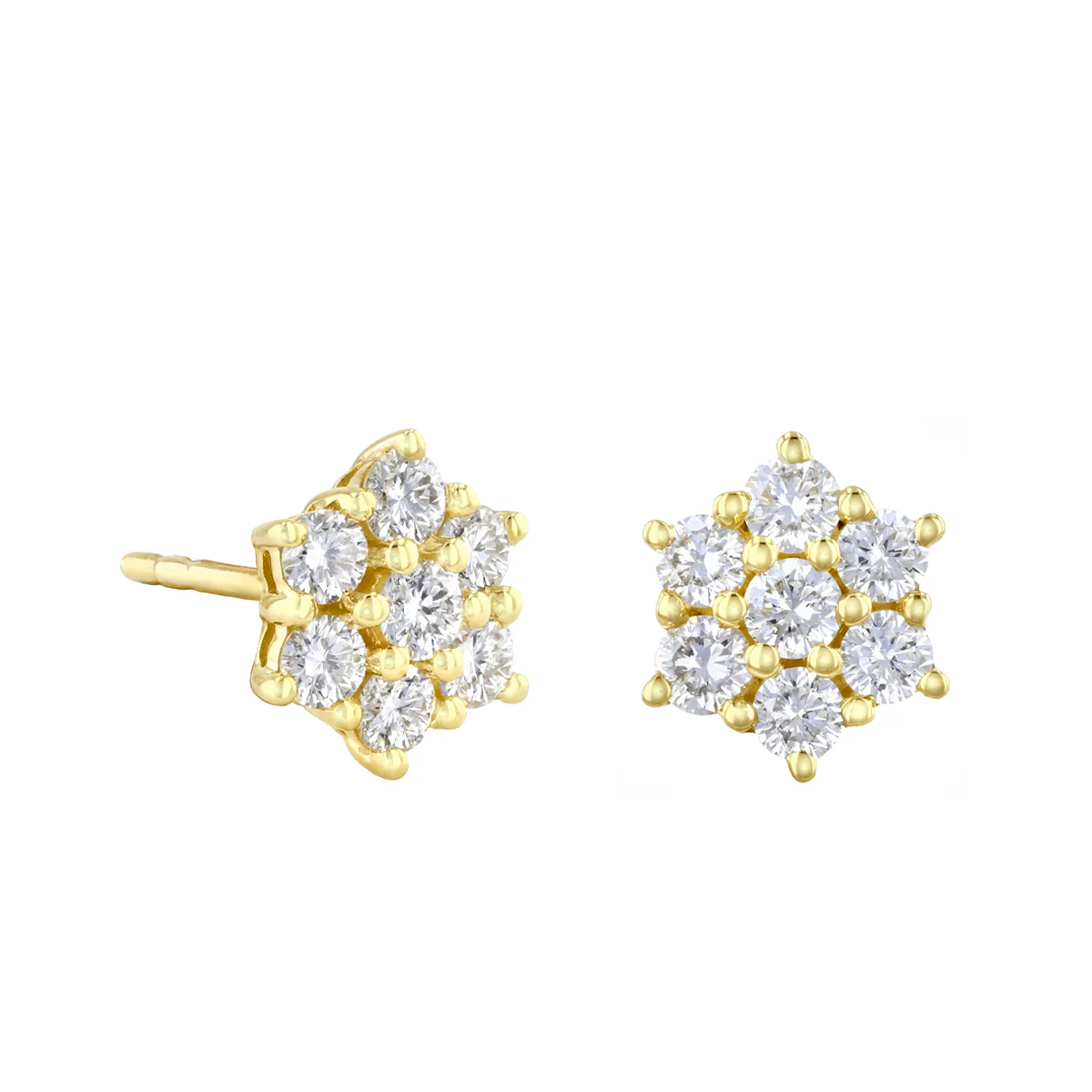 Everyday Diamonds 0.88ct Lab Grown Diamond Flower Cluster Earrings | 9K Yellow Gold