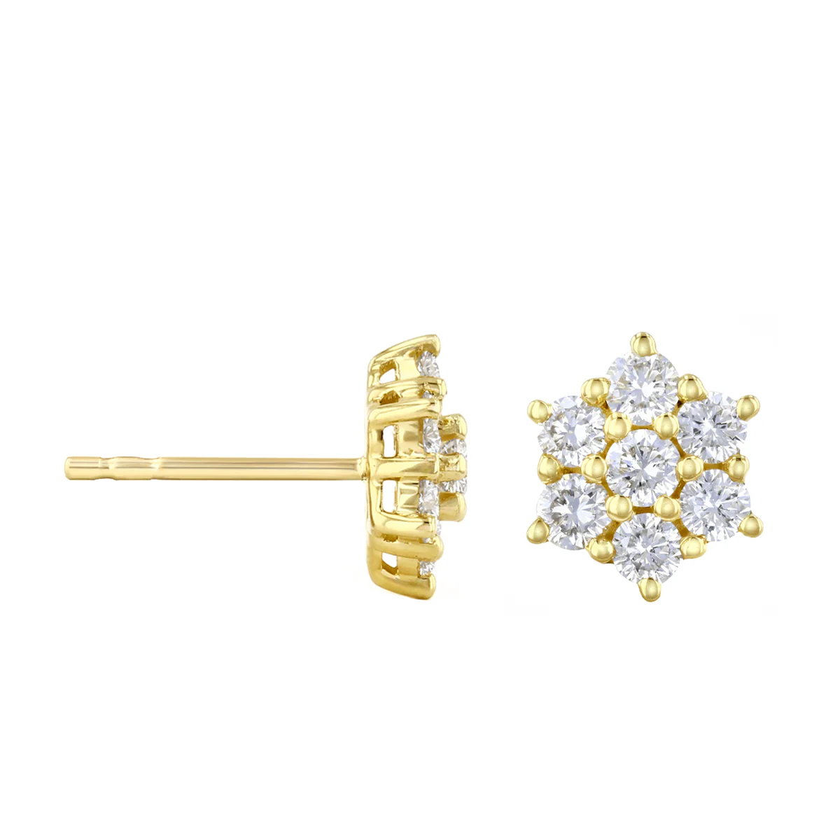 Everyday Diamonds 0.88ct Lab Grown Diamond Flower Cluster Earrings | 9K Yellow Gold - Image 4