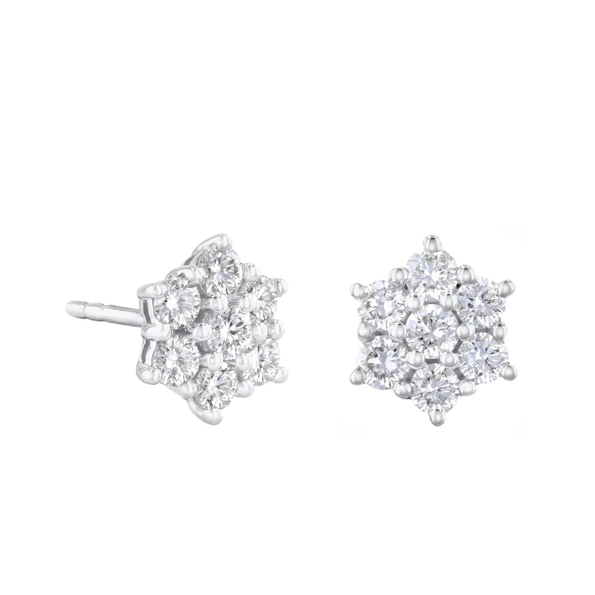 Everyday Diamonds 0.88ct Lab Grown Round Brilliant Flower Cluster Earrings | 9K White Gold