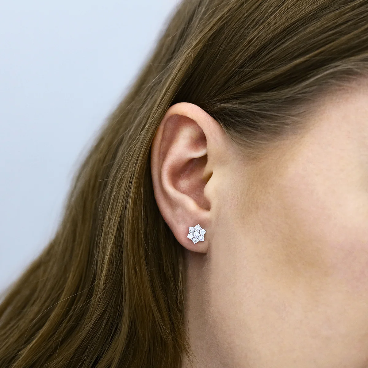 Everyday Diamonds 0.88ct Lab Grown Round Brilliant Flower Cluster Earrings | 9K White Gold - Image 5