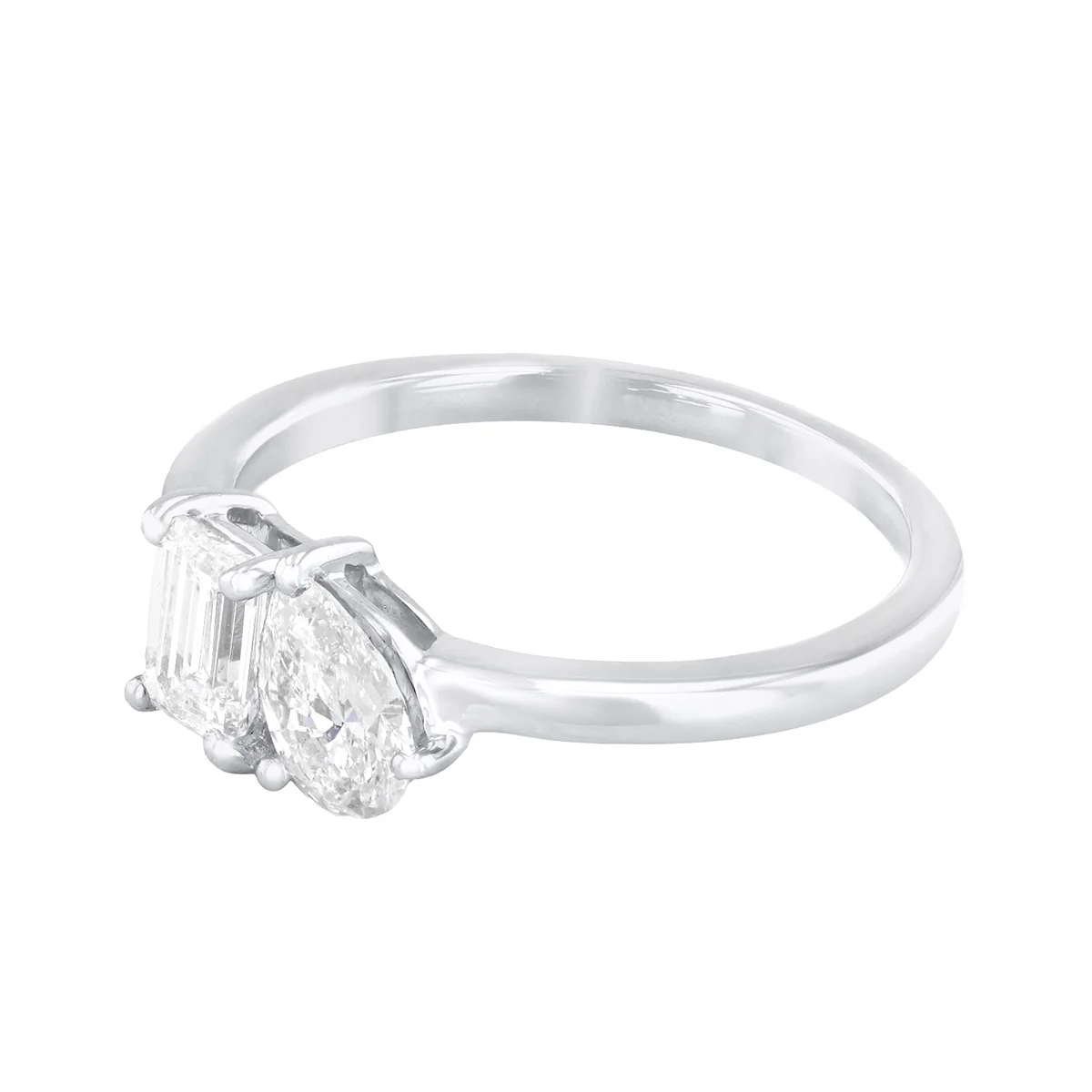 Everyday Diamonds 0.97ct Lab-Grown Emerald and Pear Cut Diamond Toi Et Moi Ring | 9K White Gold - Image 3