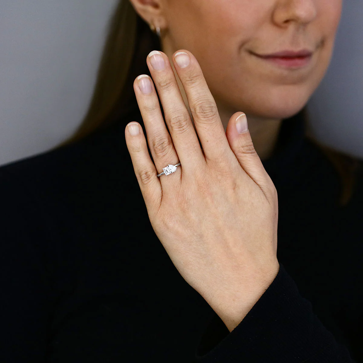 Everyday Diamonds 0.97ct Lab-Grown Emerald and Pear Cut Diamond Toi Et Moi Ring | 9K White Gold - Image 6