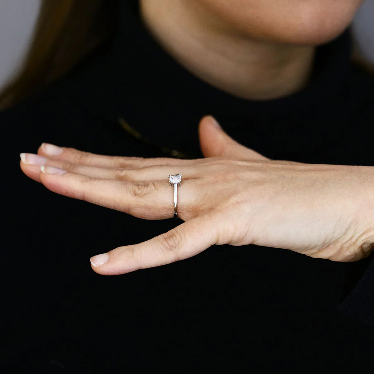 Everyday Diamonds 0.97ct Lab-Grown Emerald and Pear Cut Diamond Toi Et Moi Ring | 9K White Gold - Image 7
