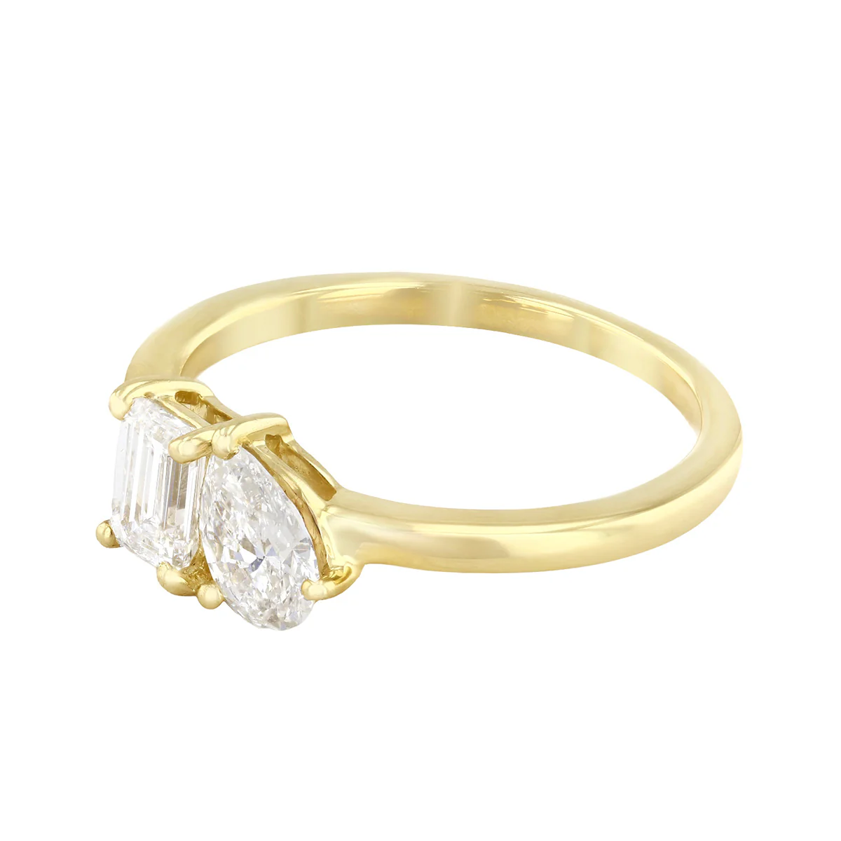 Everyday Diamonds 0.97ct Lab-Grown Emerald and Pear Cut Diamond Toi Et Moi Ring | 9K Yellow Gold - Image 3