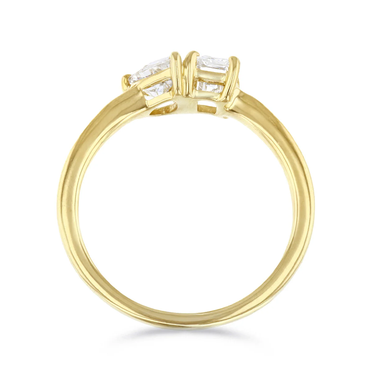 Everyday Diamonds 0.97ct Lab-Grown Emerald and Pear Cut Diamond Toi Et Moi Ring | 9K Yellow Gold - Image 5
