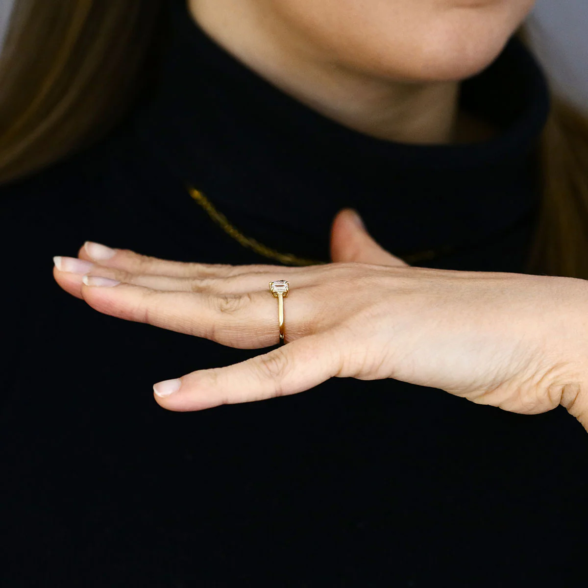 Everyday Diamonds 0.97ct Lab-Grown Emerald and Pear Cut Diamond Toi Et Moi Ring | 9K Yellow Gold - Image 7