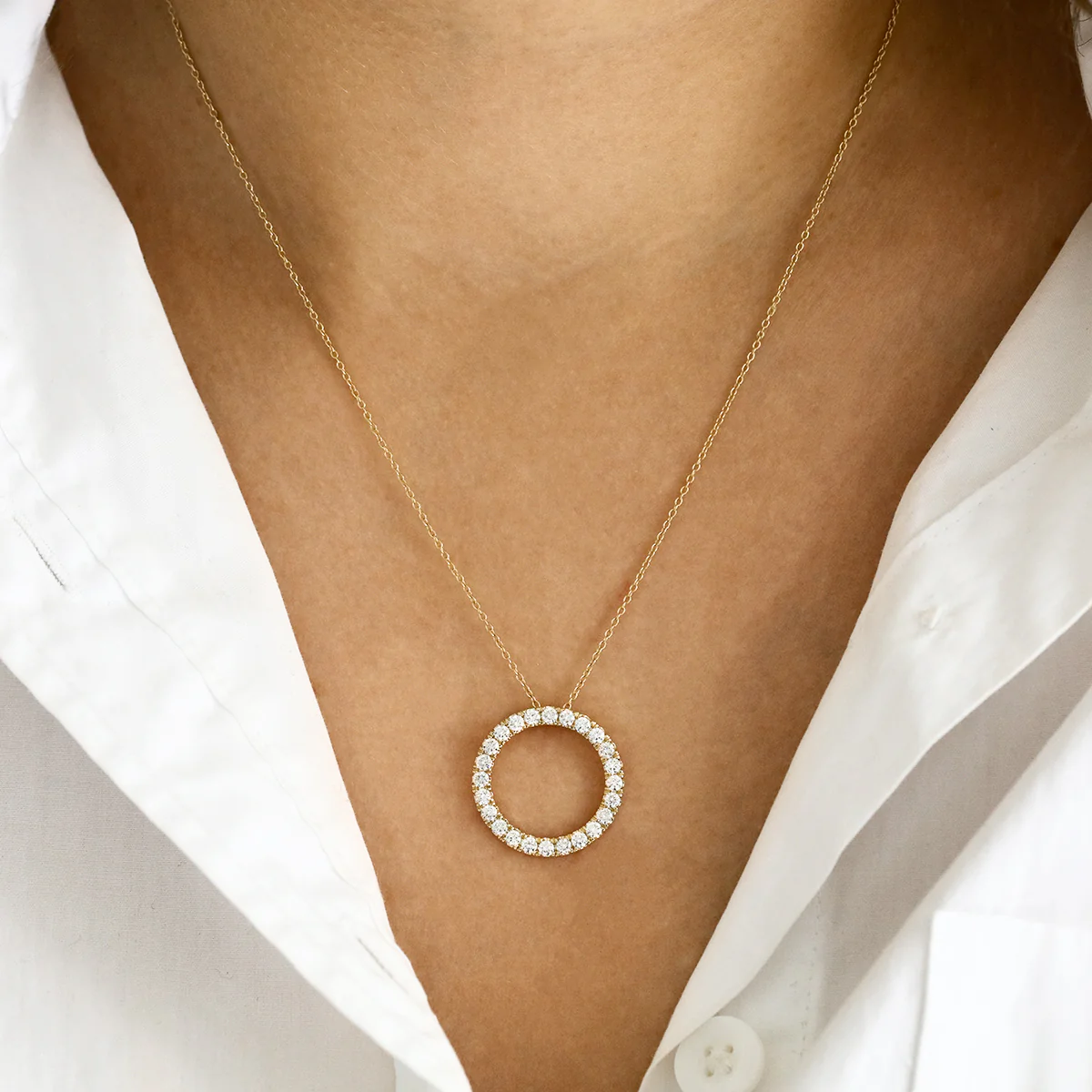 Everyday Diamonds 1.00ct Lab Grown Diamond Open Circle Pendant | 9K Yellow Gold - Image 4