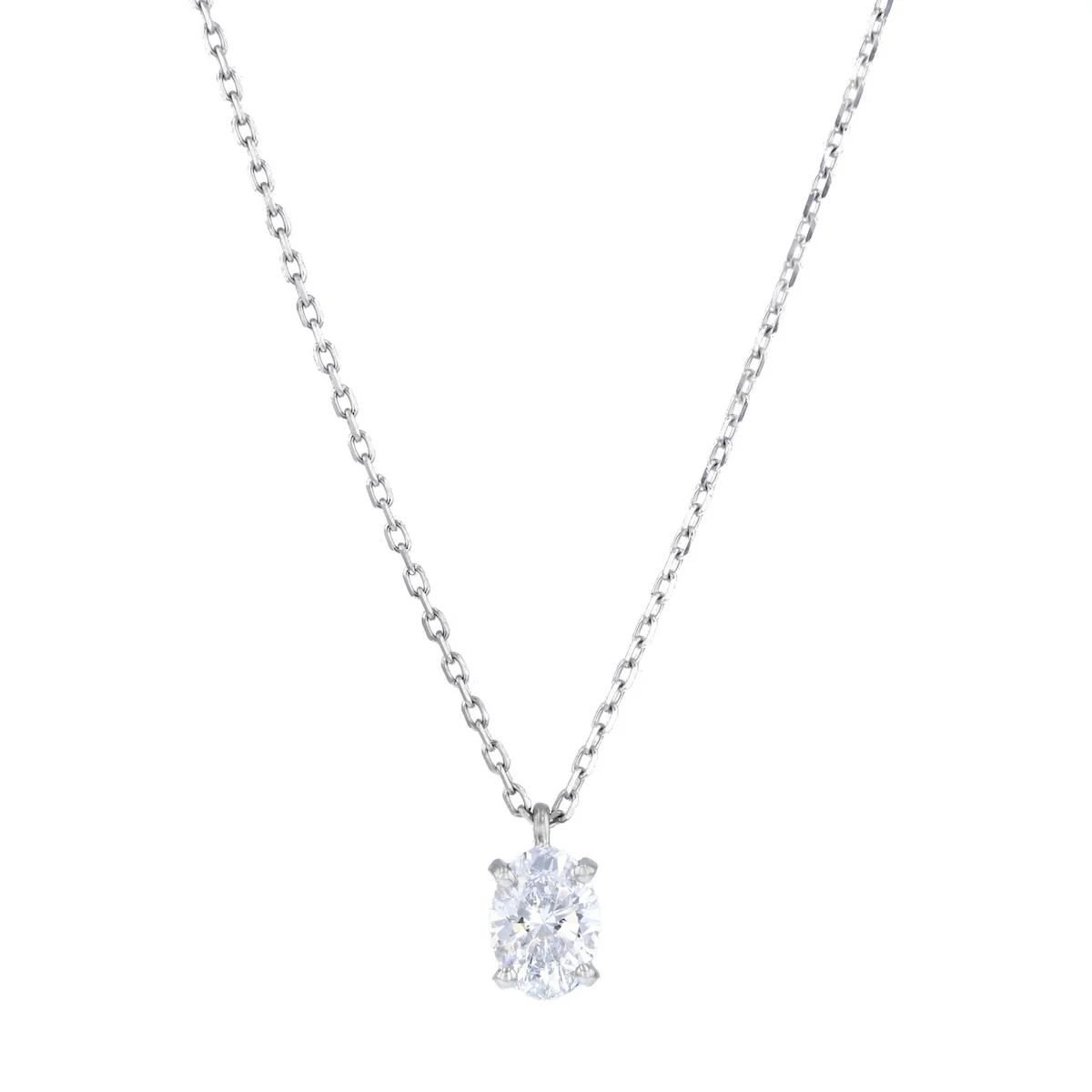 Everyday Diamonds 1.01ct Oval Cut Lab Grown Diamond Necklace | 9K White Gold