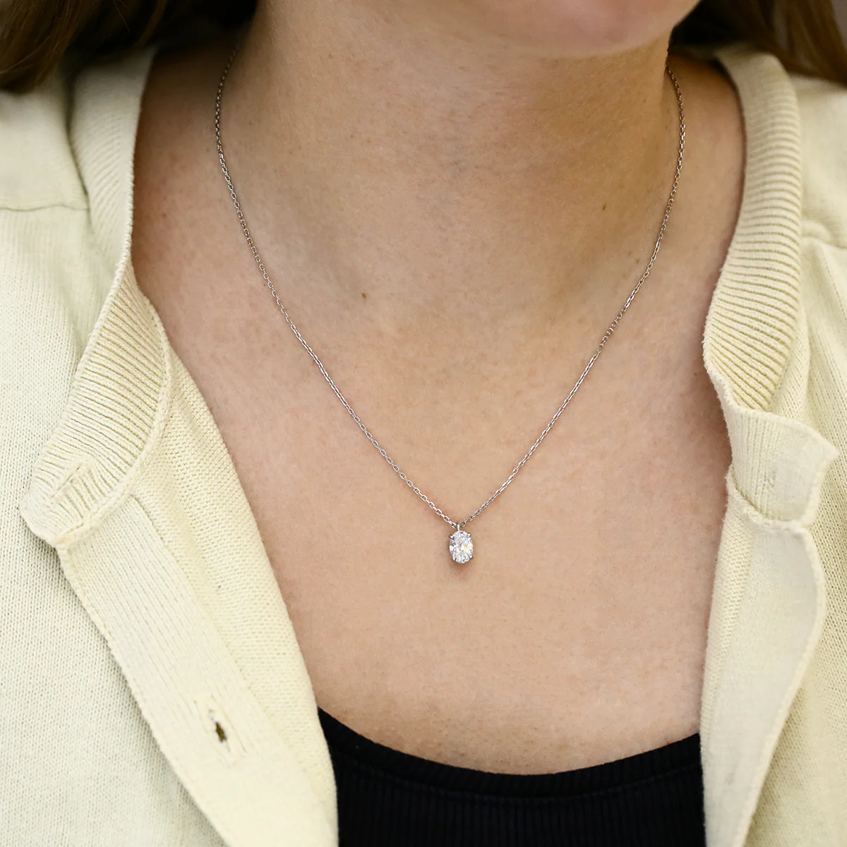 Everyday Diamonds 1.01ct Oval Cut Lab Grown Diamond Necklace | 9K White Gold - Image 4