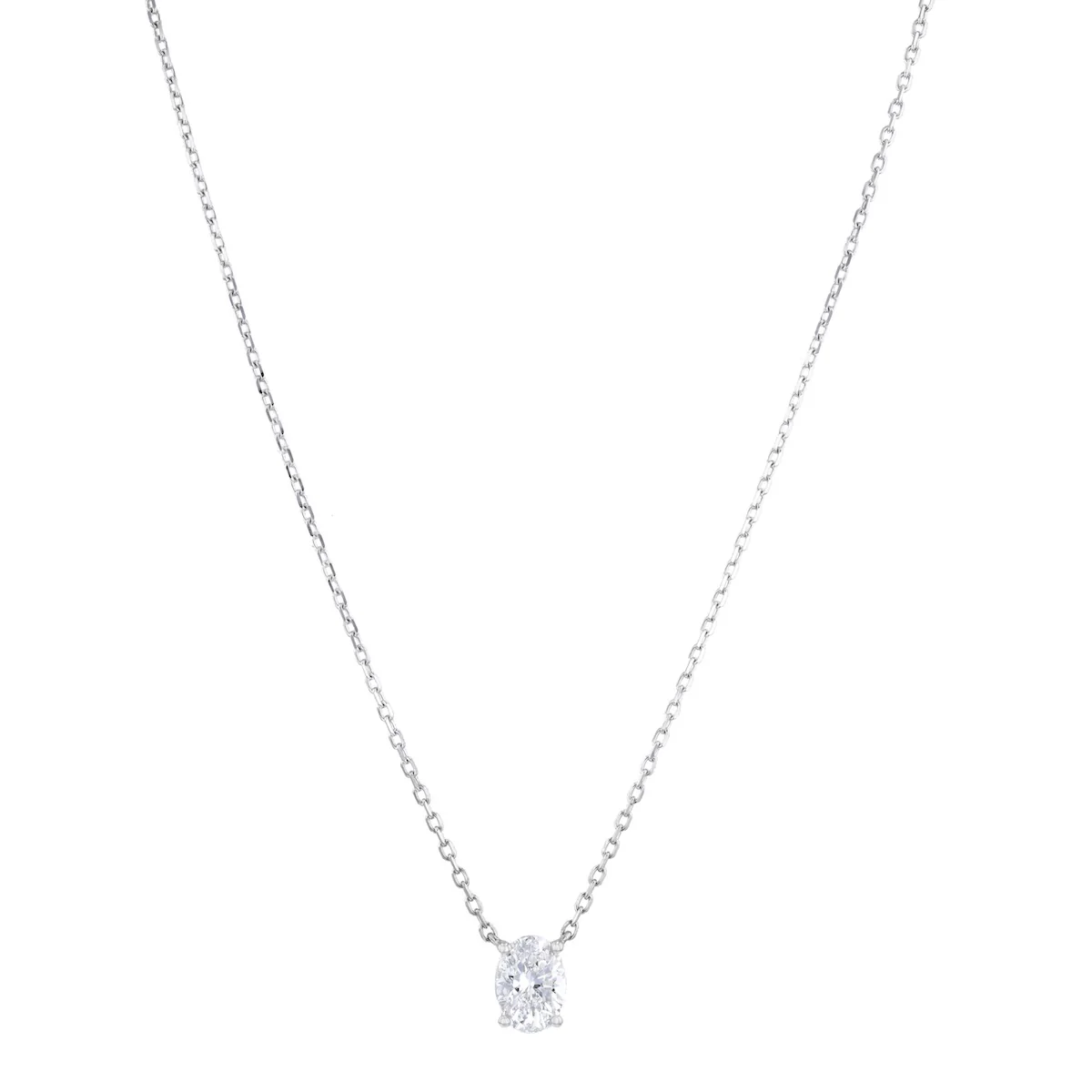 Everyday Diamonds 1.03ct Oval Cut Lab Grown Diamond Fixed Solitaire Necklace | 9K White Gold - Image 2
