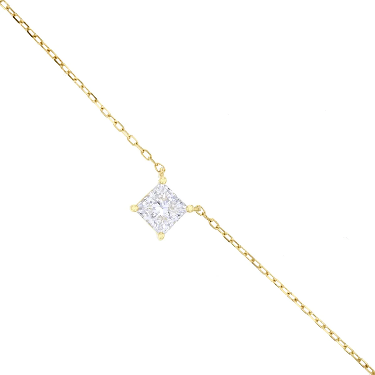 Everyday Diamonds 1.03ct Princess Cut Lab Grown Diamond Fixed Solitaire Necklace | 9K White Gold - Image 3