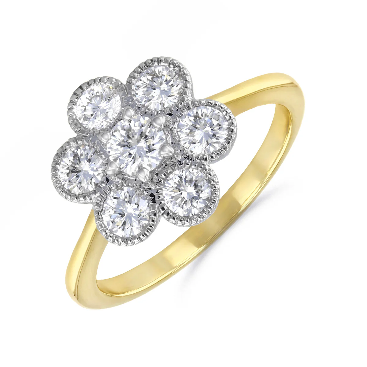 Everyday Diamonds 1.03ct Round Brilliant Cut Lab Grown Diamond Cluster Ring | 9K Yellow Gold
