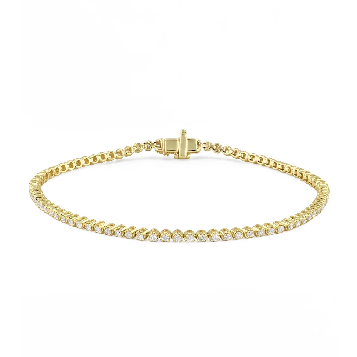 Everyday Diamonds 1.05ct Brilliant Cut Natural Diamond Tennis Bracelet | 9K Yellow Gold